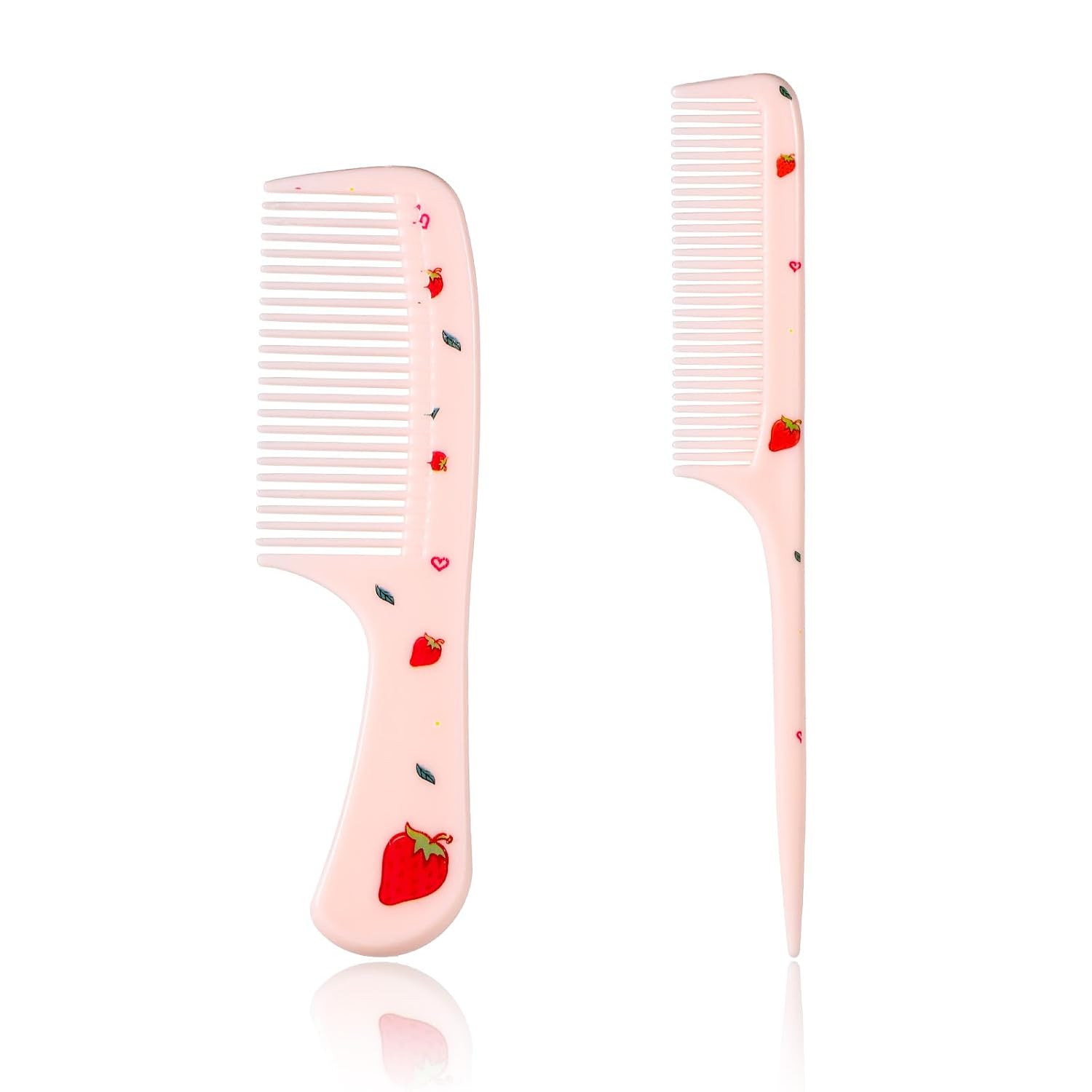2pcs Baby Hair Comb Set, Pink Strawberry Mini Fine Tooth & Rat Tail Comb | Amazon (US)
