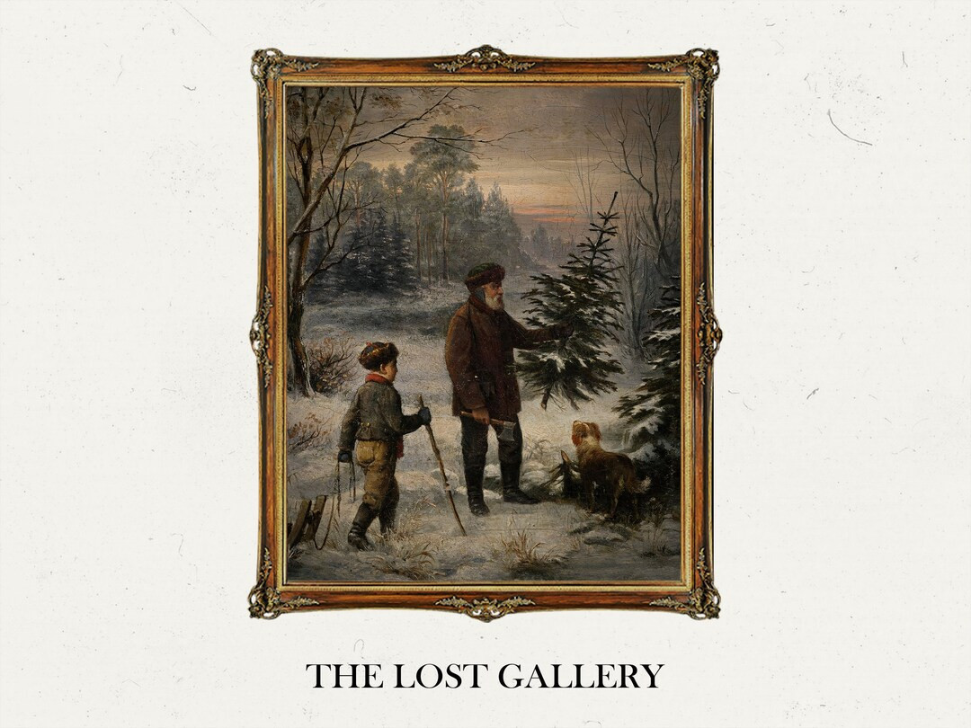 Vintage Christmas Print Holiday Tree Print Vintage Digital Print - Etsy | Etsy (US)