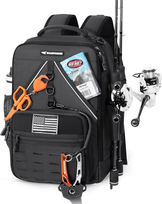 KastKing KarryAll KastMate Fishing Tackle Backpack,Water-Resistant Tackle Bag With 2 Rod Holders,... | Amazon (US)