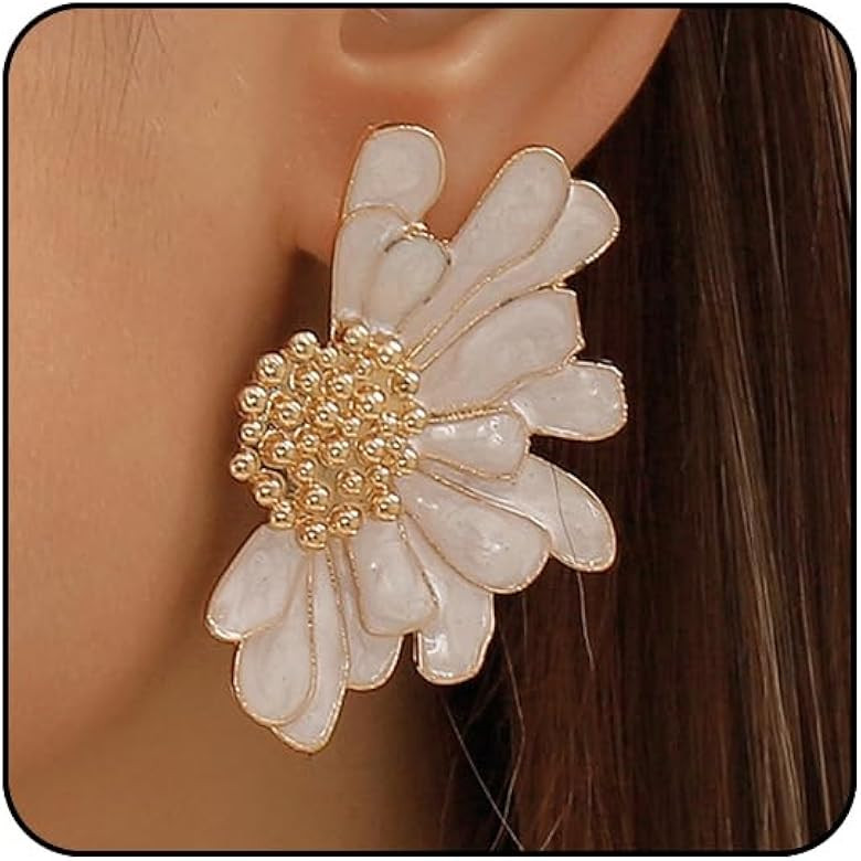 Flower Earrings for Women Big Statement Earrings for Women Floral Earrings Daisy Earrings Pink Go... | Amazon (US)