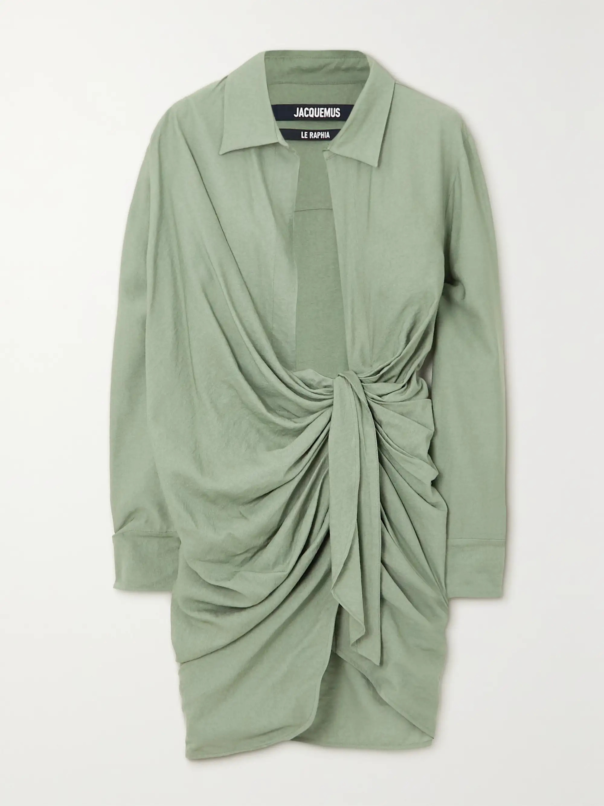 Bahia draped knotted twill mini dress | NET-A-PORTER (US)