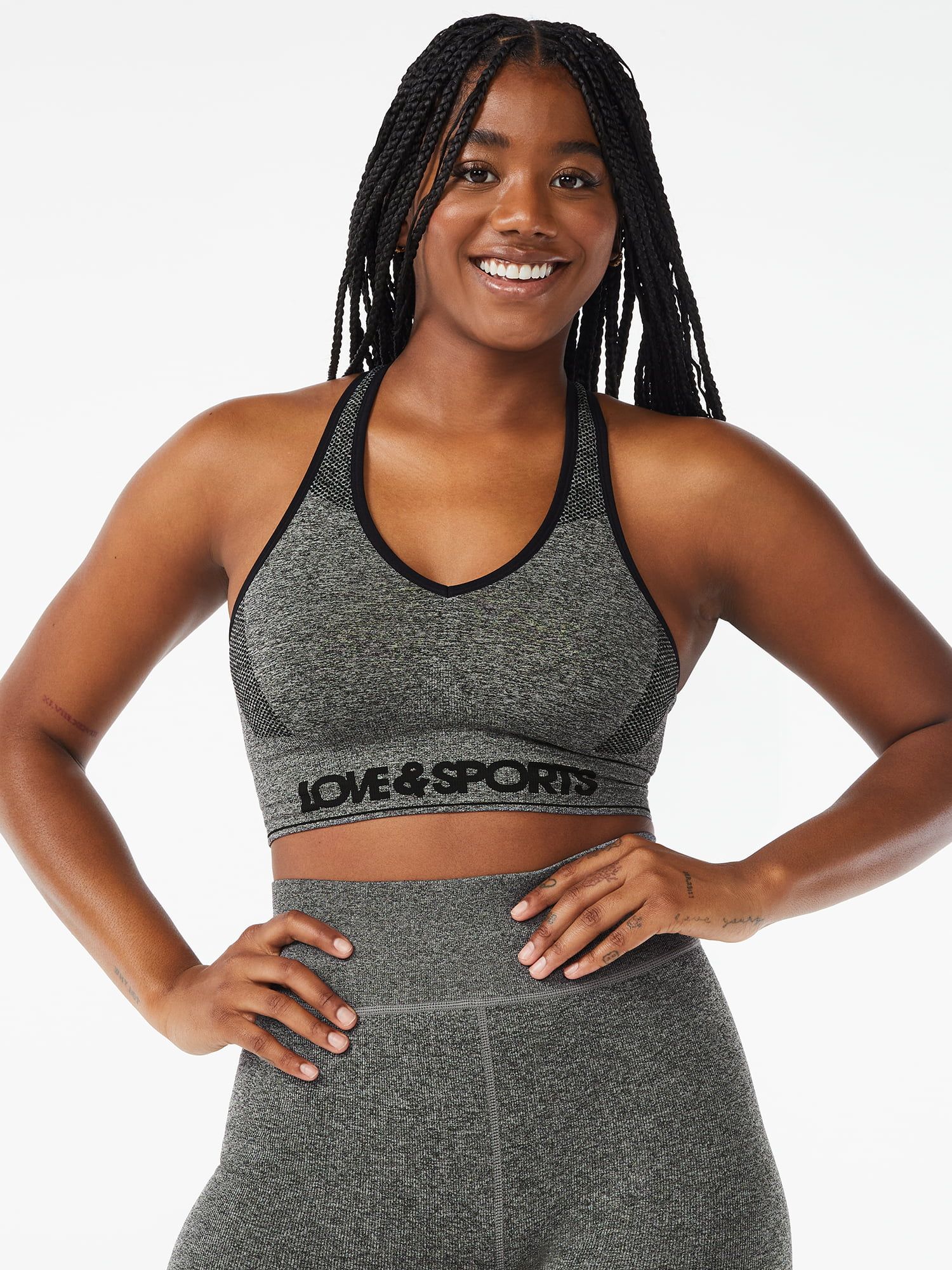 Love & Sports Women's Seamless Plunge Sports Bra - Walmart.com | Walmart (US)