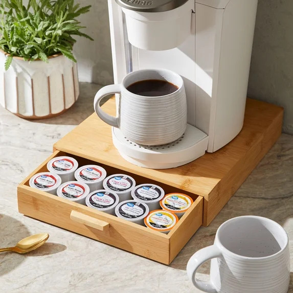Better Homes & Gardens 25 Capacity 3" H Bamboo K-Cup and Beverage Organizer, Natural, Made for Ki... | Walmart (US)