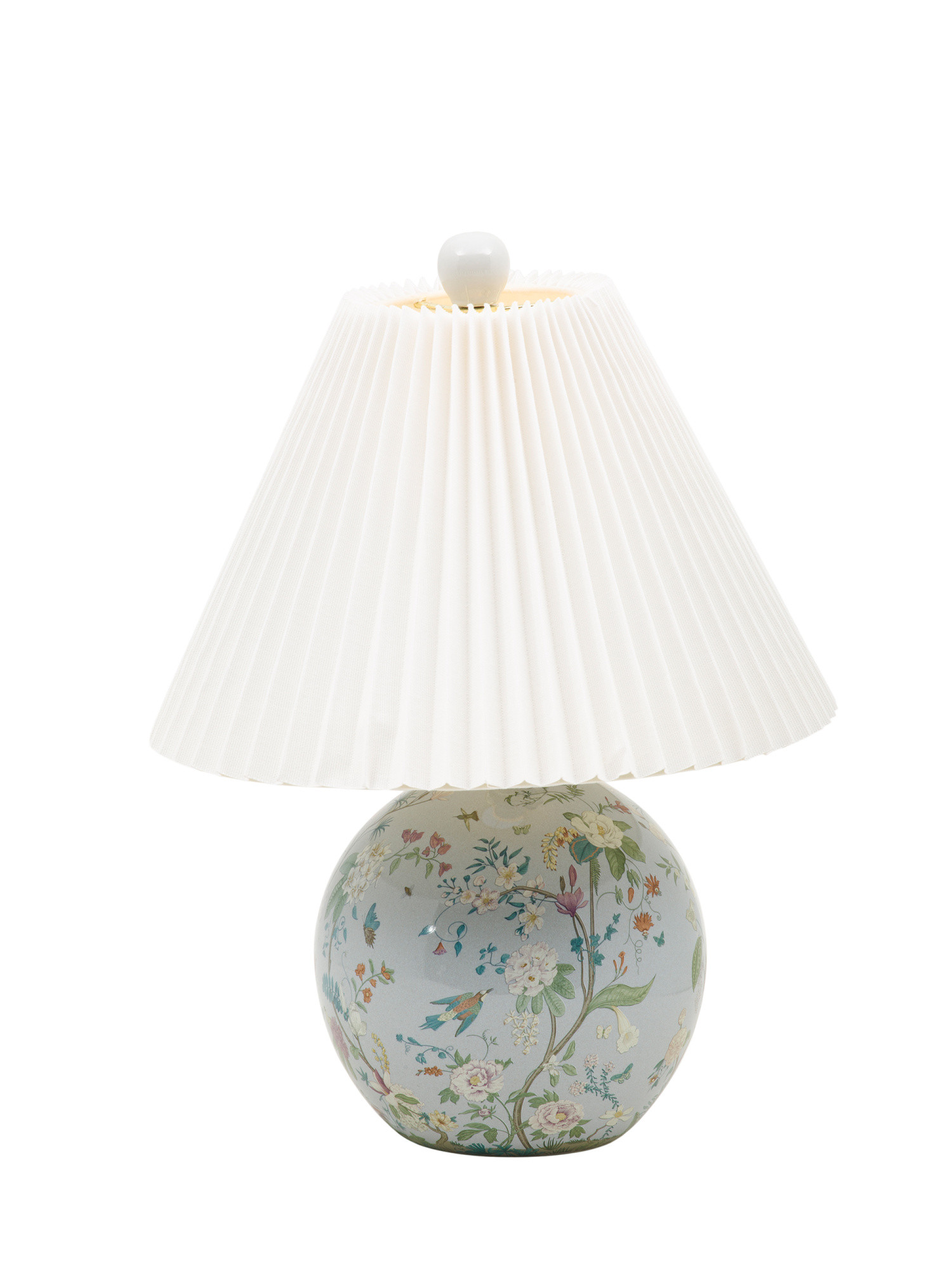 16.25in Ceramic Floral Table Lamp With Pleated Shade | Furniture & Lighting | Marshalls | Marshalls