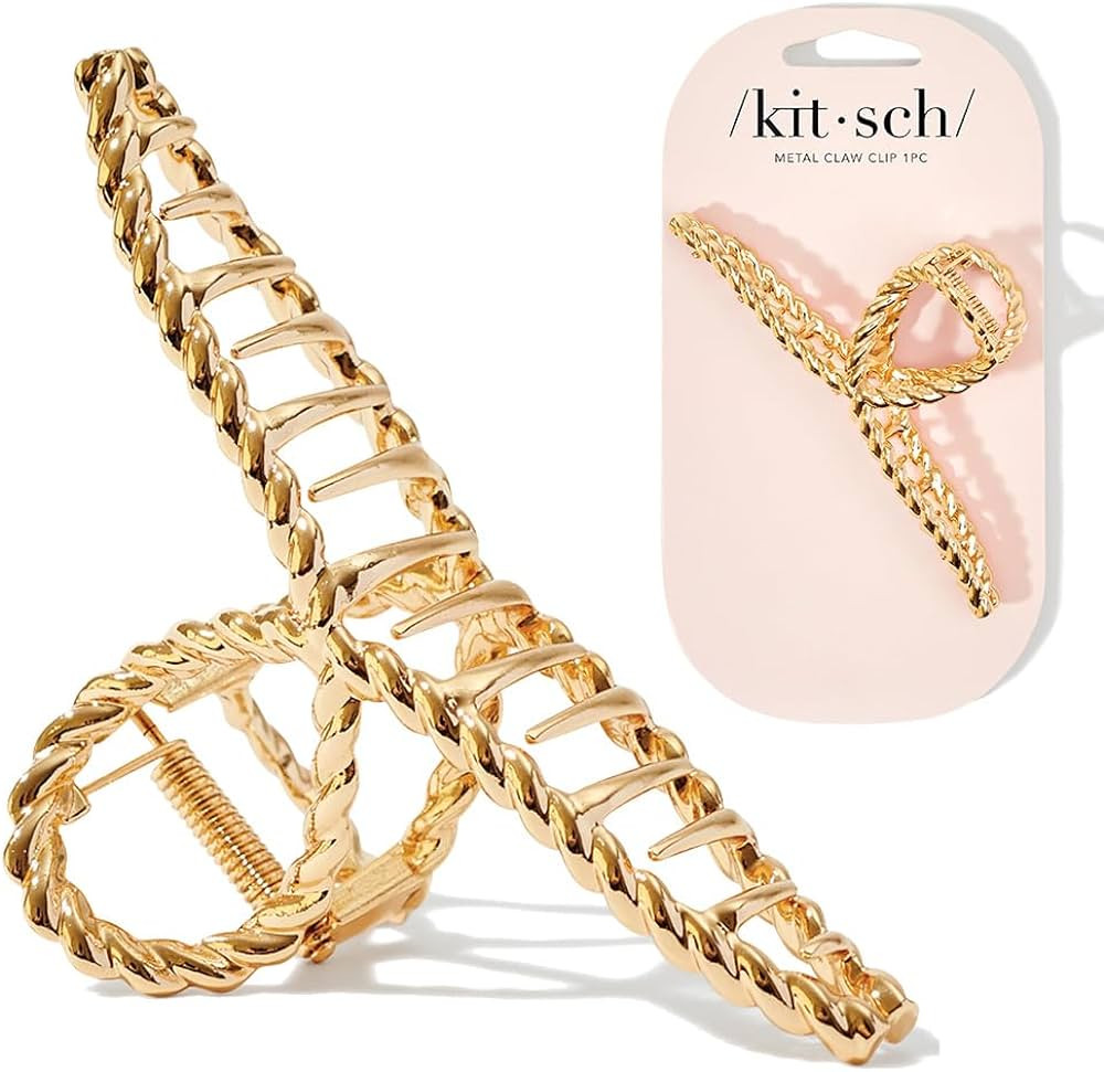 Kitsch Gold Metal Claw Clips - Claw Clips for Thick Hair, Gold Hair Clips for Girls, Metal Hair C... | Amazon (US)