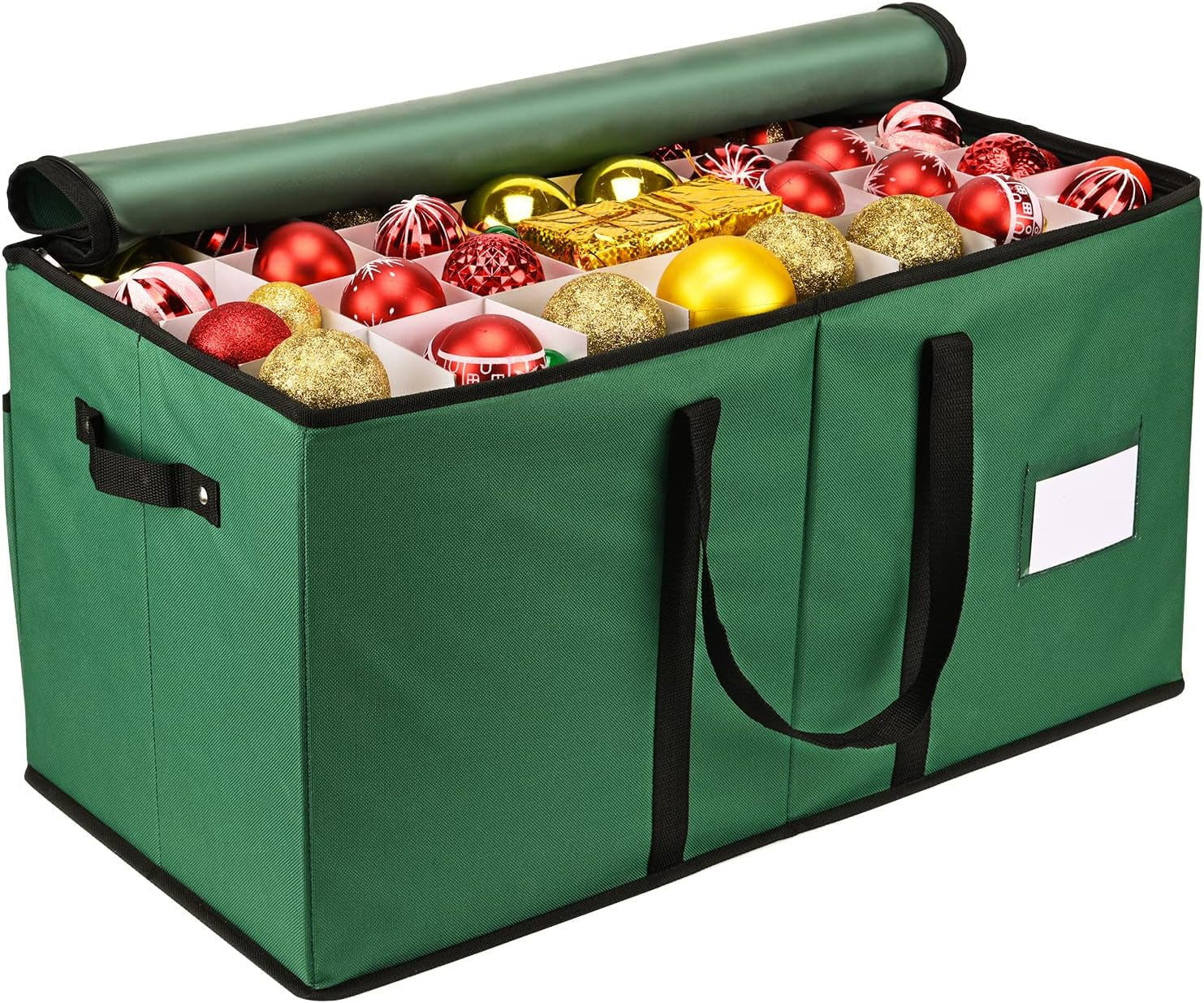 Christmas Ornament Storage Box, Xmas Decoration Organizer with Adjustable Dividers - Storage Cont... | Walmart (US)