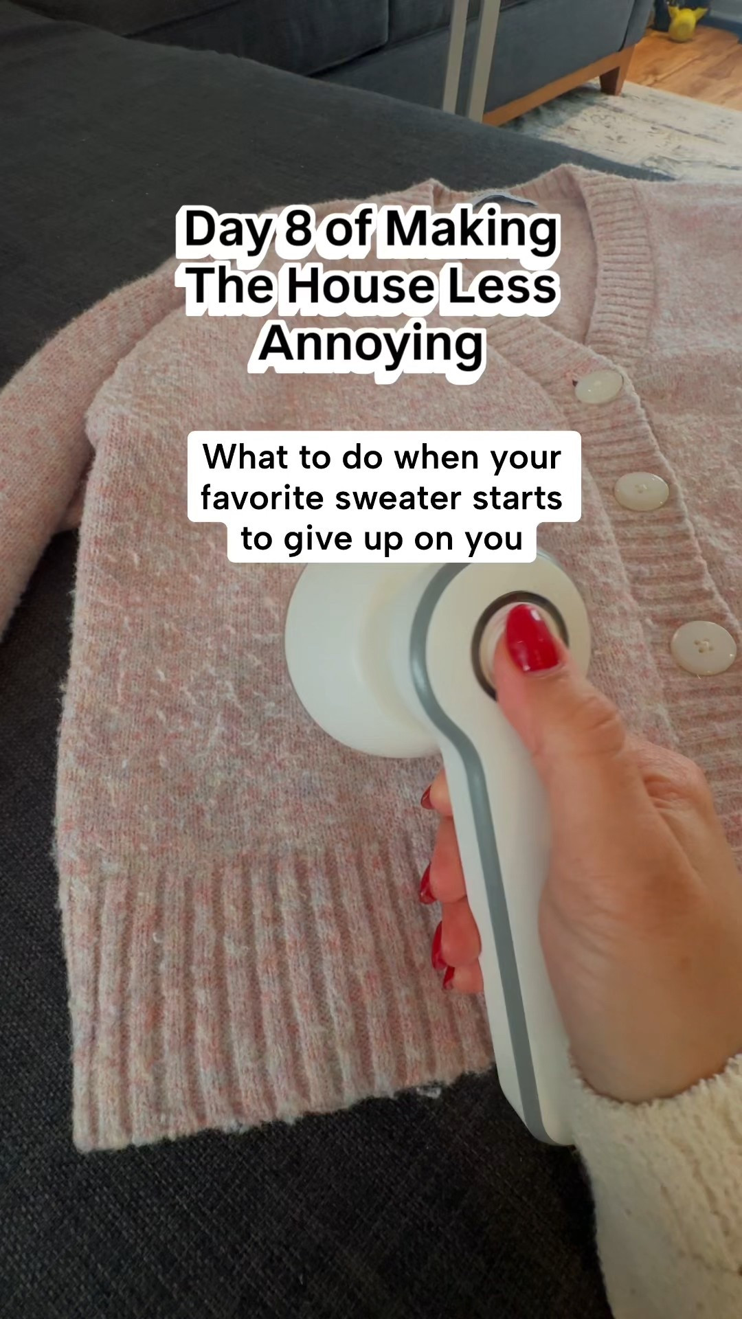 You know that sweater you love but it’s looking a little… tired?

Me too. And I don’t want to go shopping for a replacement. I want the one I already like to look good again. So I just use a fabric shaver and it’s weirdly therapeutic too.

It works well for a variety of fabrics and I’m not going to lie, I’ve used it on a few sofa cushions too.

Go ahead and give that sweater new life.

Follow @whatamomdoes for more lazy-girl systems

#LTKHome #LTKmomlife #LTKootd