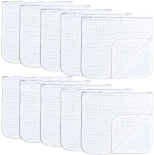 Muslin Burp Cloths 10 Pack Large 100% Cotton Hand Washcloths 6 Layers Extra Absorbent and Soft (W... | Amazon (US)