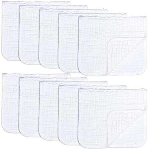 Muslin Burp Cloths 10 Pack Large 100% Cotton Hand Washcloths 6 Layers Extra Absorbent and Soft (W... | Amazon (US)