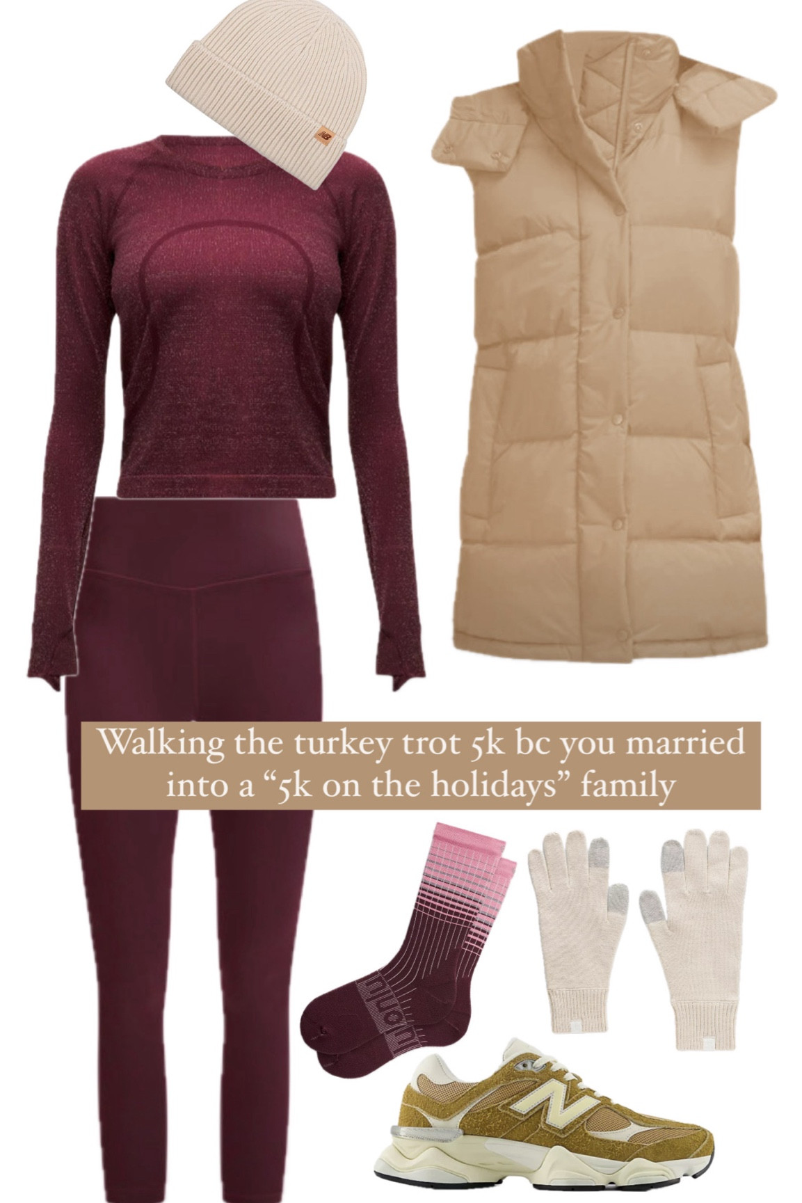 Are you team 5k on Thanksgiving? Or team lounge around? Love the mix of deep red/burgundy and tan accents

Lululemon outfit, athletic style, athleisure, thanksgiving outfit, 5k outfit, puffer vests

#LTKStyleTip #LTKSeasonal #LTKHoliday