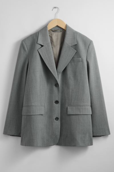 Single-Breasted Blazer - Grey - Ladies | H&M GB | H&M (UK, MY, IN, SG, PH, TW, HK)