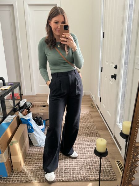 My black tailored pants are on sale! Fit TTS (but I’ve heard they run small so you could try sizing up). I’m 5’9” and wearing a Long. Cute with a tee and sneakers for spring or dress up for work!

#LTKsalealert #LTKfindsunder100 #LTKstyletip