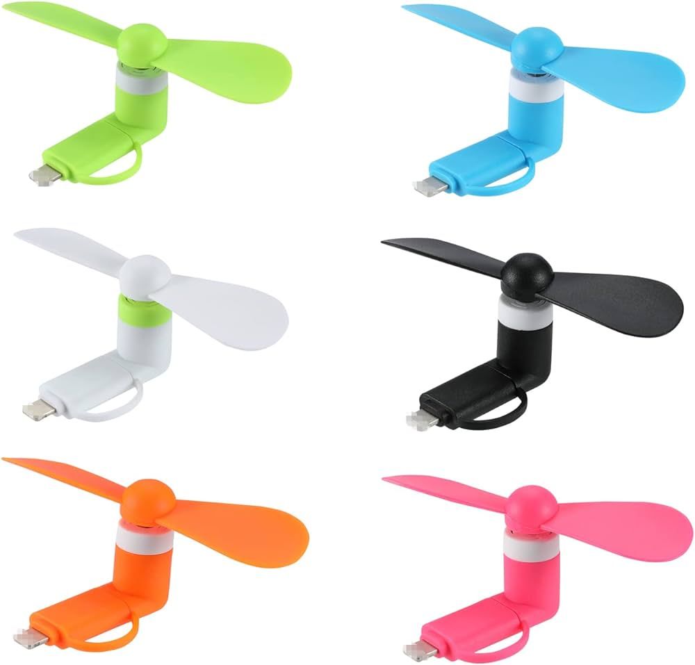 Mini Cell Phone Fan 2-in-1 Fan Compatible for iPhone, iPad, Android Smartphone,Tablet - Colorful ... | Amazon (US)