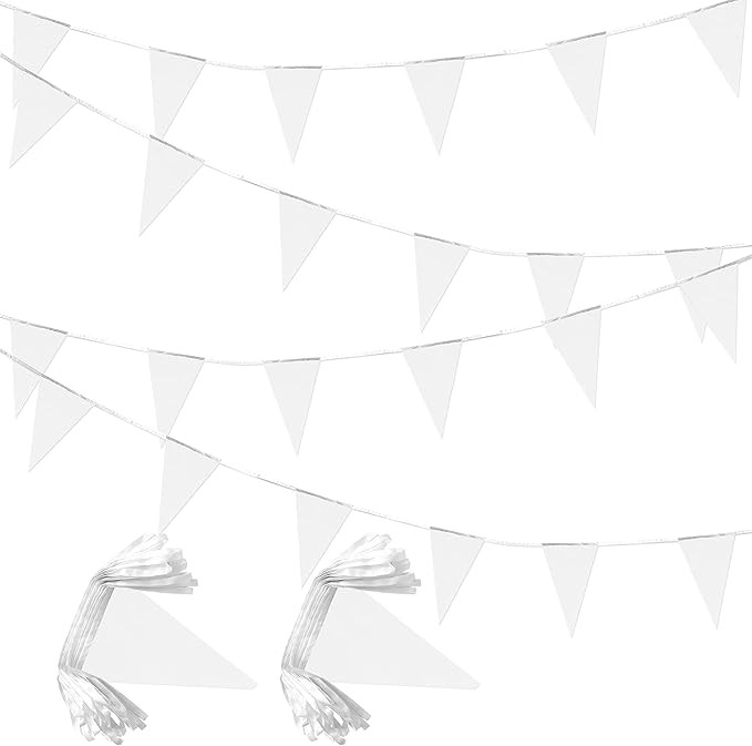 100 Feet White Pennant Banners Flags String Hanging Triangle Bunting Flags,Party Decorations for ... | Amazon (US)