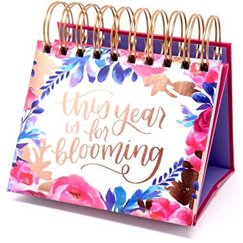 bloom daily planners Undated Perpetual Desk Easel with Motivational Quotes - Inspirational Standing Flip Calendar for Women - Page A Day (5.25" x 5.5") - Hand-Lettered | Amazon (US)