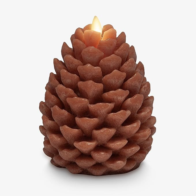 Luminara Pinecone Flameless Candle Adobe Chalky Finish Pine Cone Figural, Real Wax Unscented LED ... | Amazon (US)
