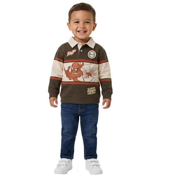 Spiderman Toddler Boy Long Sleeve Rugby Shirt, Sizes 12M-5T | Walmart (US)