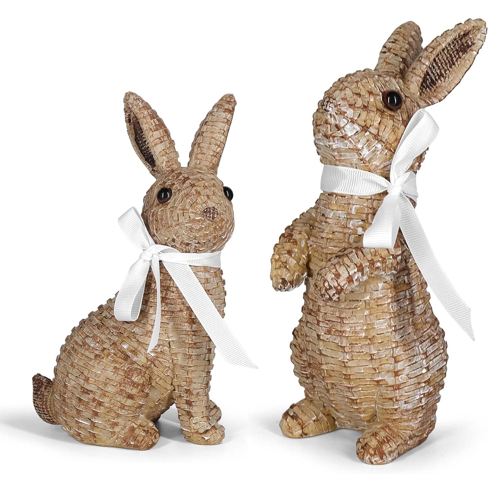 Rattan Effect Resin Bunny Easter Decor,Table Rabbit Easter Decorations,Spring Bunnies Decoration ... | Amazon (US)