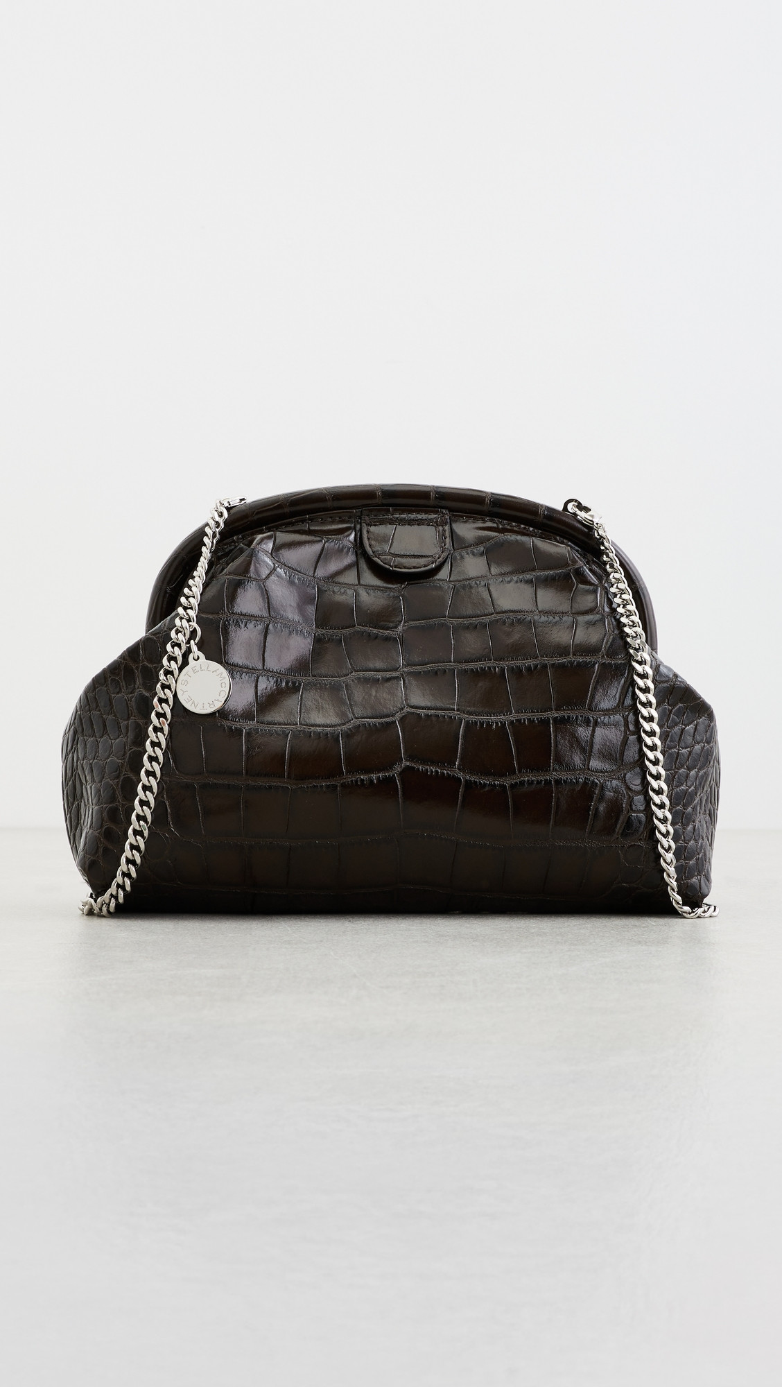 Falabella Soft Faux Leather Croc Clutch With Chain - Coffee | Shopbop