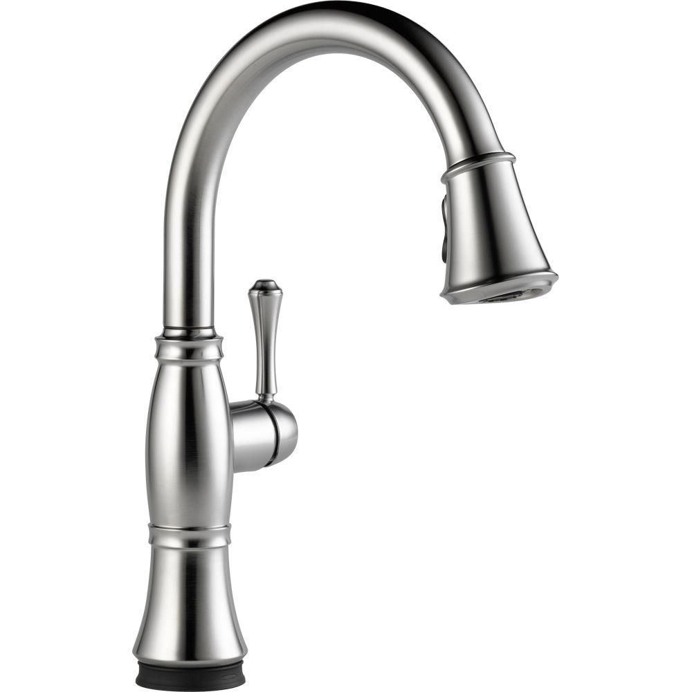 Cassidy Touch Single-Handle Pull-Down Sprayer Kitchen Faucet in Arctic Stainless | The Home Depot