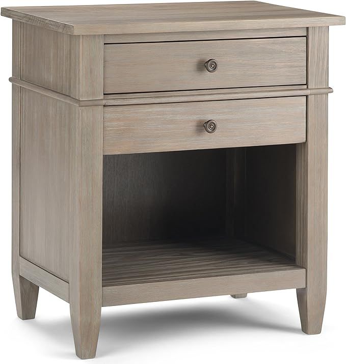 SIMPLIHOME Carlton 24 inches Wide Night Stand, Bedside table, Distressed Grey SOLID WOOD, Rectang... | Amazon (US)