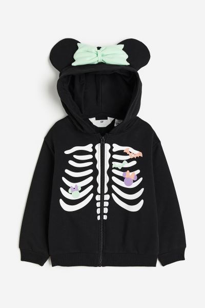 Printed Hooded Jacket - Black/Minnie Mouse - Kids | H&M US | H&M (US + CA)