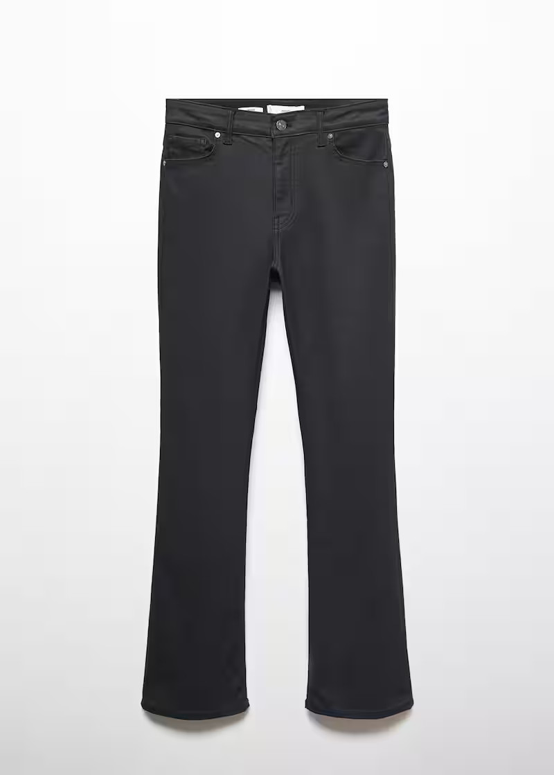 Waxed flared cropped jeans -  Women | Mango USA | MANGO (US)