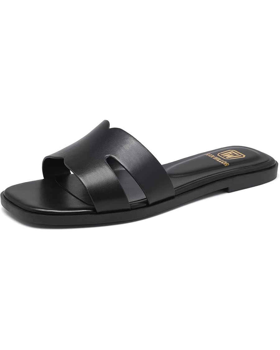 Women's Flat Sandals Dressy Comfortable Slide Sandals Fashion Square Open Toe Slip On Beach Sanda... | Amazon (US)