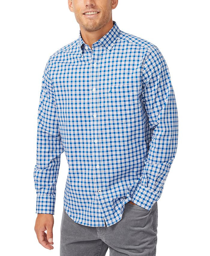 Men's Gingham Stretch-Poplin Shirt | Macys (US)