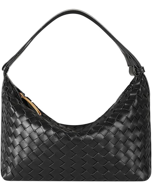 Vegan Leather Woven Tote Handbag, Top-handle Shoulder Bag, Woven Leather Pure Underarm Purse, Clu... | Amazon (US)