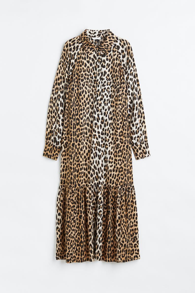 Patterned shirt dress - Brown/Leopard print - Ladies | H&M GB | H&M (UK, MY, IN, SG, PH, TW, HK)
