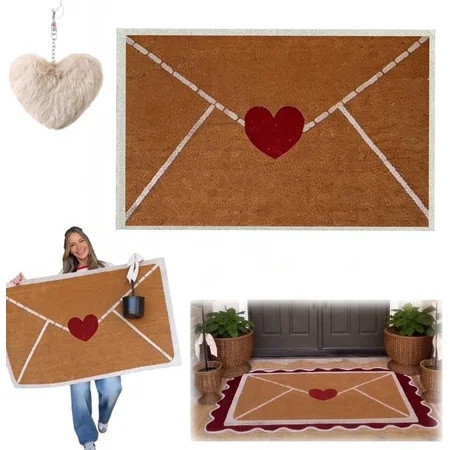Valentine Rug, Valentine Outdoor Rug, Envelope Heart Artificial Coir Door Mat, Red Love Heart Welcome Floor Mats, Non-Slip Entrance Door for Indoor/Outdoor Home | Walmart (US)