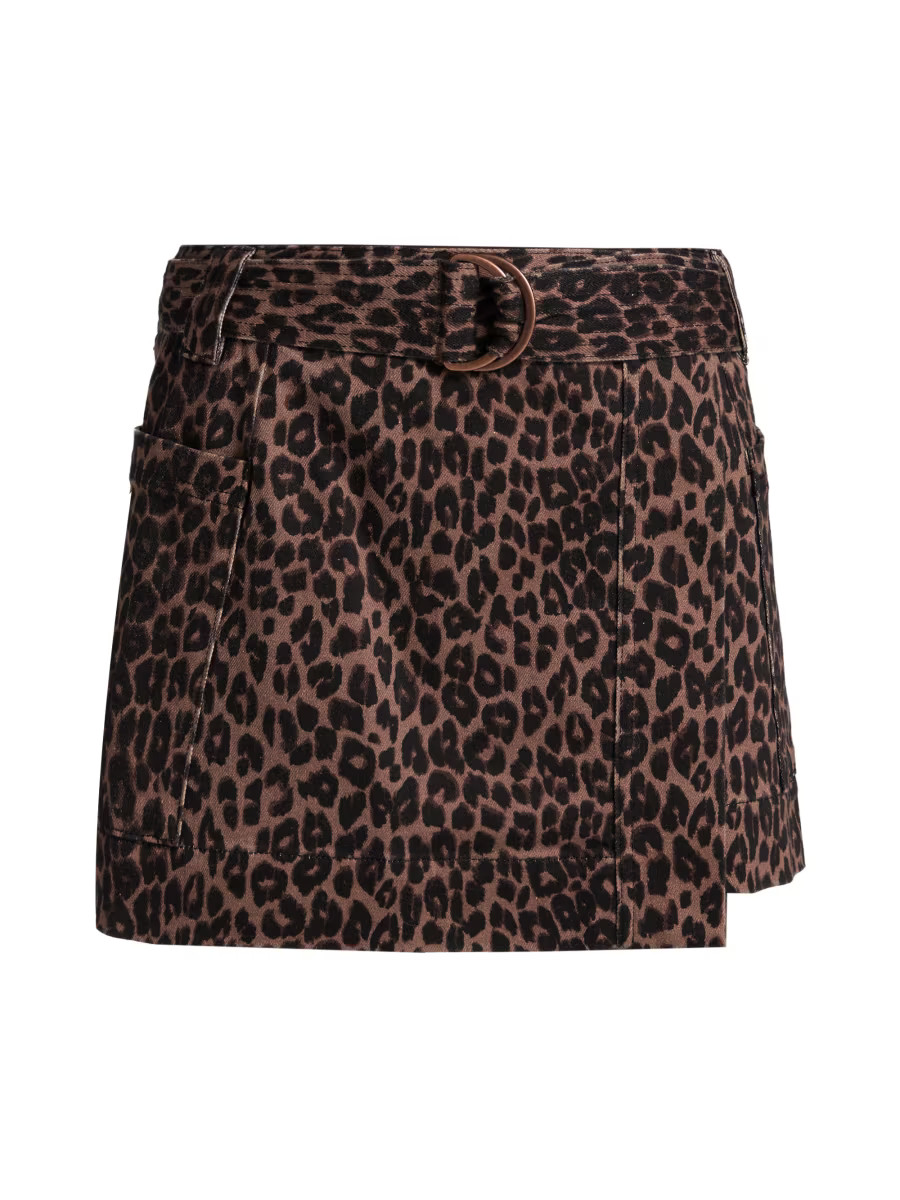 Deanna Leopard Print Stretch-Cotton Miniskirt | Saks Fifth Avenue