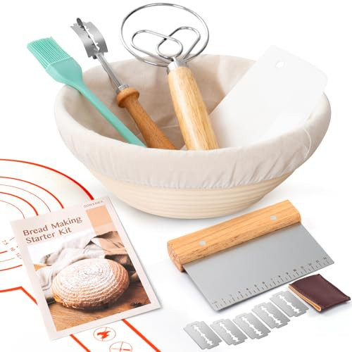 GobiSea Sourdough Starter Kit - Sourdough Bread Baking Supplies - 9" Round Banneton Bread Proofing Basket - Sourdough Bread Making Tools Kit - Baking Gifts | Amazon (US)
