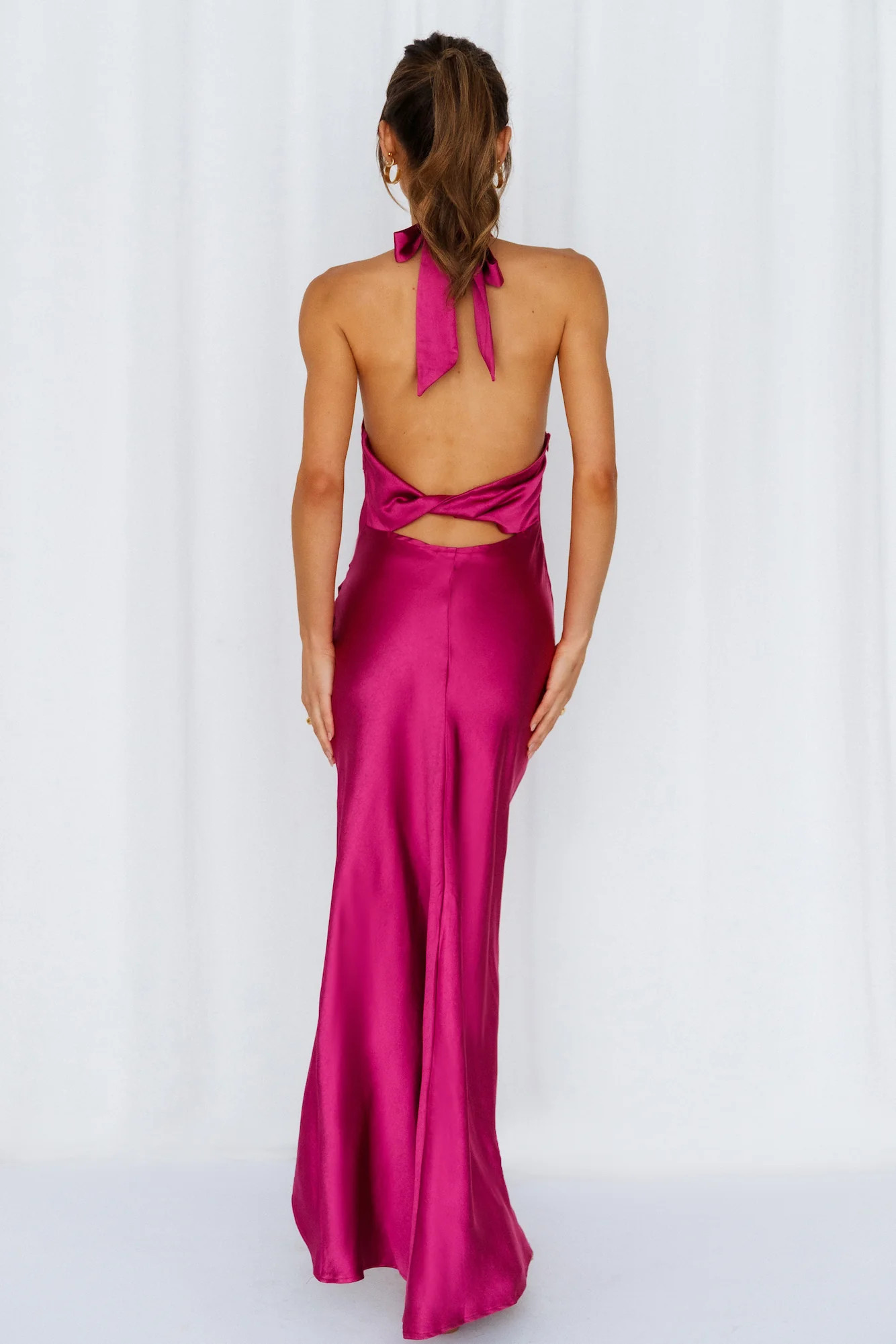 Light Minds Satin Midi Dress Fuchsia | Hello Molly (AU)