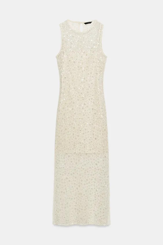 SEQUINNED RED MIDI DRESS | Zara UK