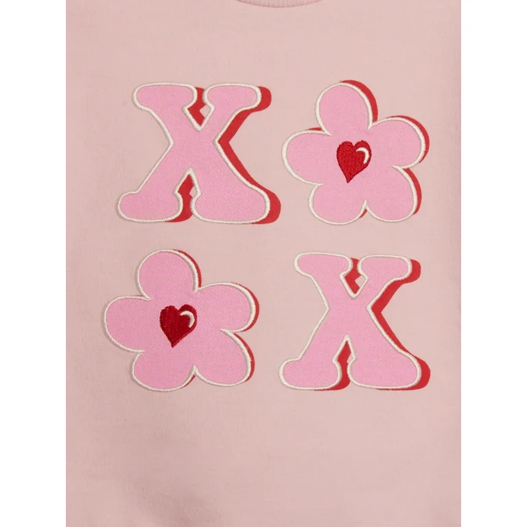Wonder Nation Toddler Girls Valentines Day Crewneck Sweatshirt with Long Sleeves, Sizes 2T-5T | Walmart (US)