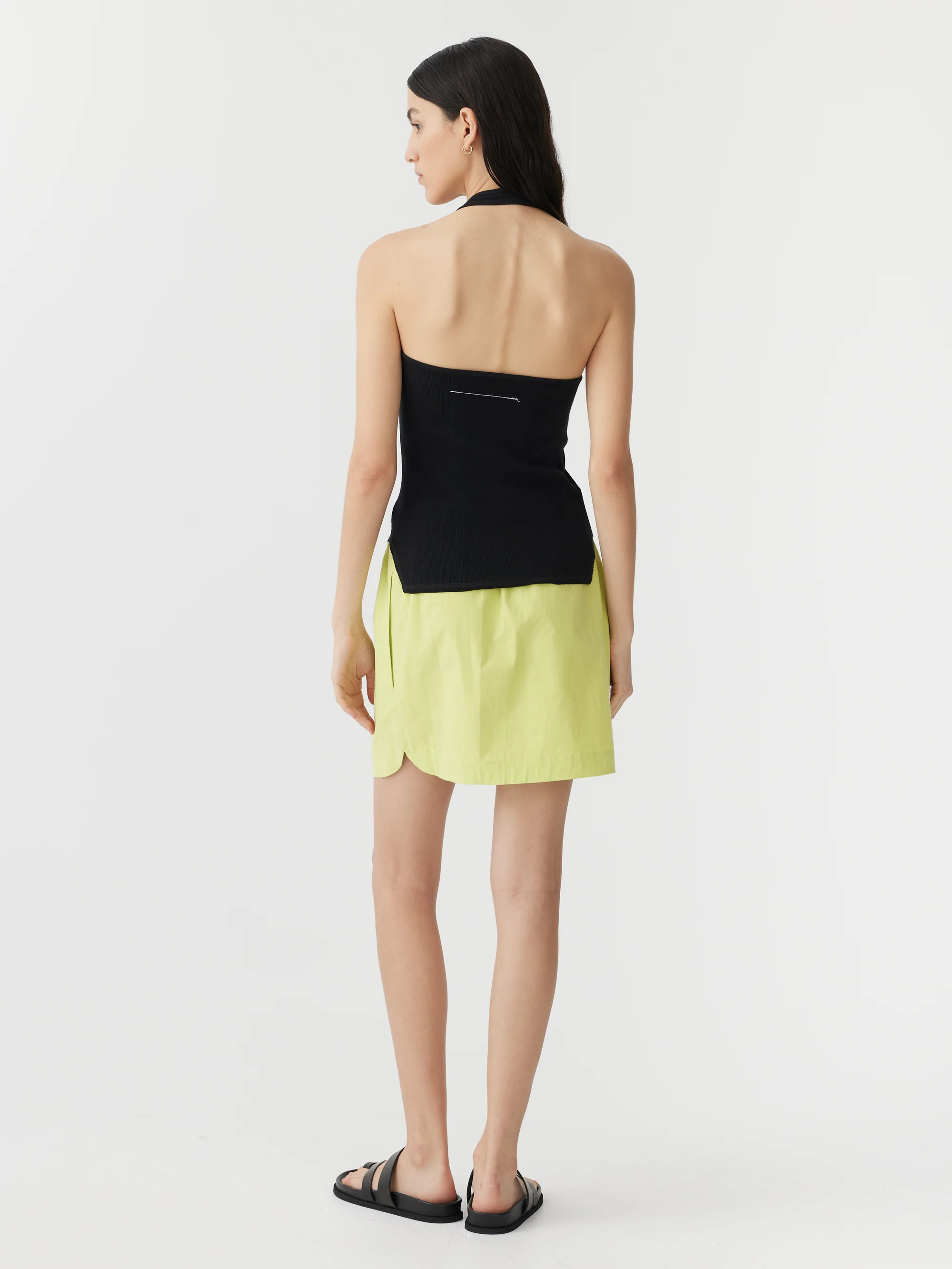 rib asymmetric halter tank | Bassike