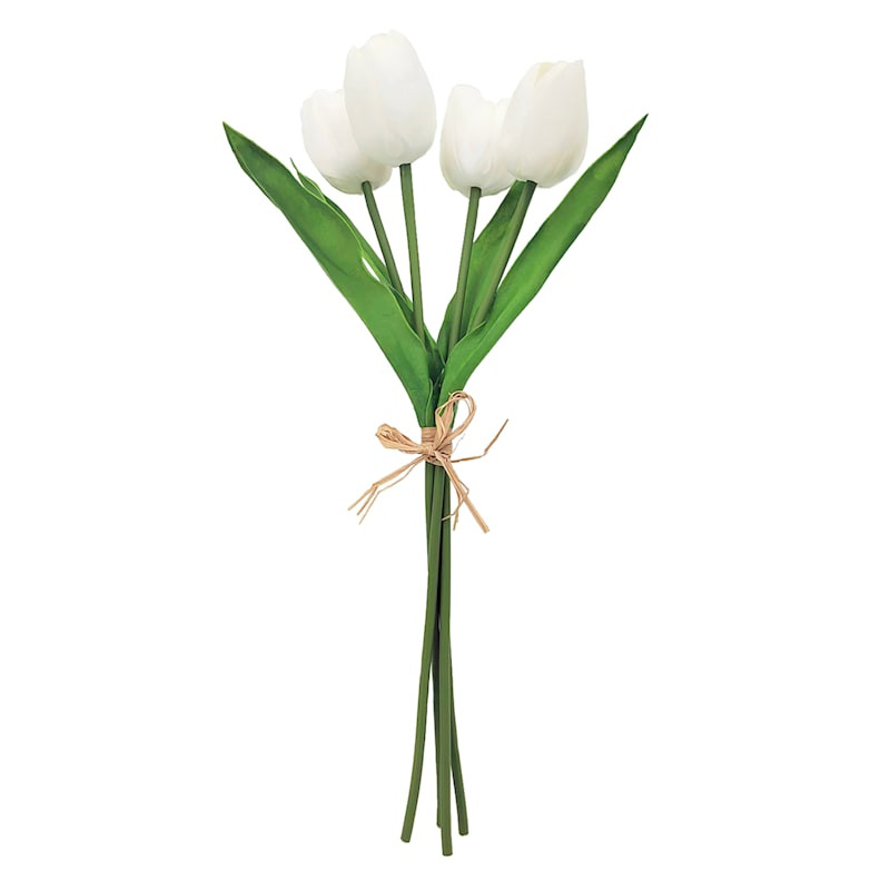 White Real Feel Tulip Floral Bush, 16" | At Home