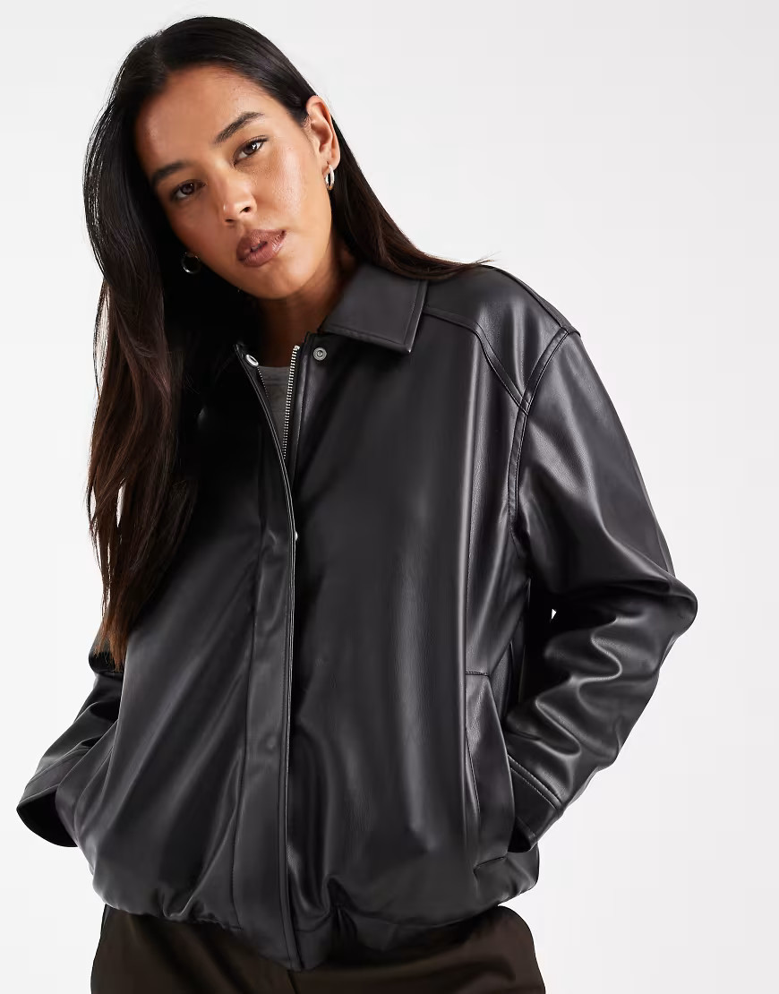 ONLY faux leather bomber in black | ASOS (Global)