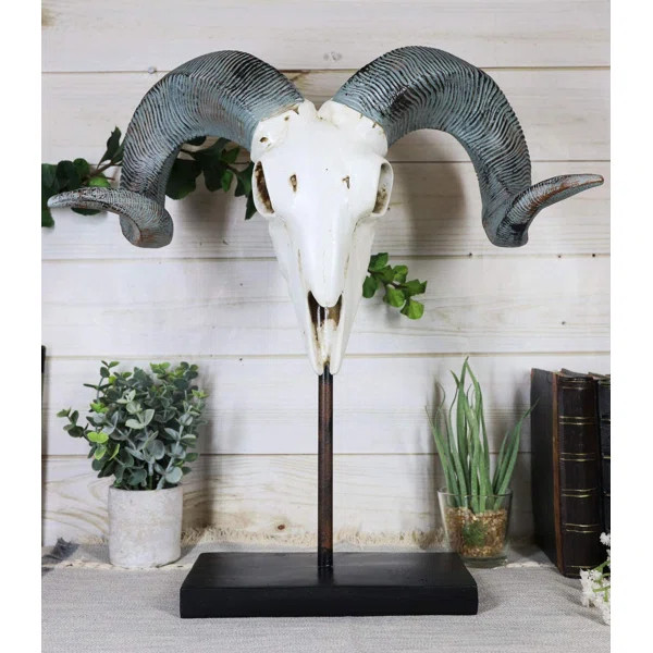 Ebros Realistic Bighorn Sheep Ram Head Skull Sculpture On Museum Pole Stand 18.5" High Rams Fossi... | Wayfair North America