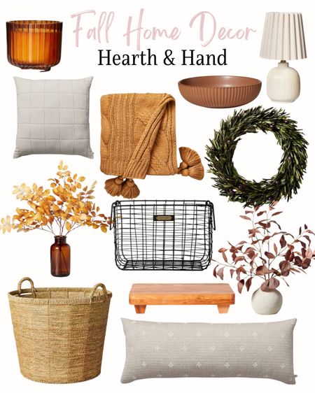 Fall Home Decor Hearth and Hand! Serving bowl, pillows, plants, wreath, throw blanket, table lamp, basket! 

#LTKSeasonal #LTKhome