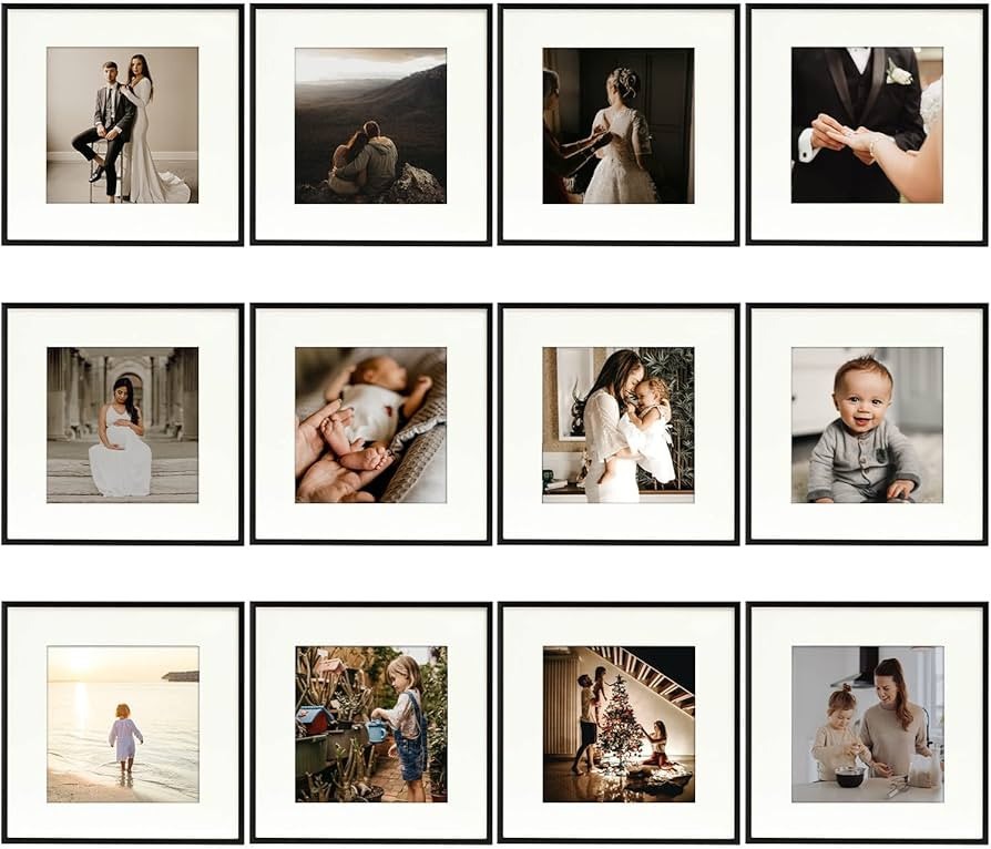 Golden State Art, 12x12 Aluminum Frame for 8x8 Photo Display - Metal Wall Mounting Square Photo F... | Amazon (US)