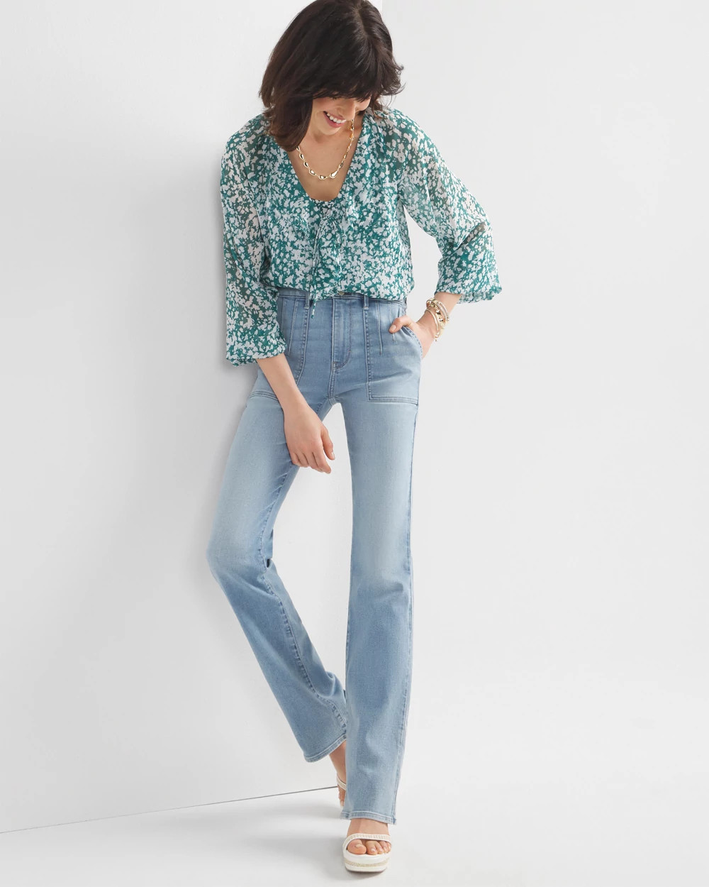 High-Rise Everyday Soft Patch Pocket Bootcut Jeans | White House Black Market