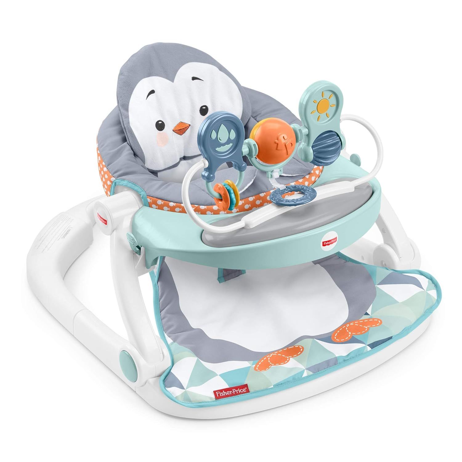 Fisher-Price Sit-Me-Up Floor Seat with Tray, Penguin-Themed Portable Infant Chair with Snack Tray... | Amazon (US)