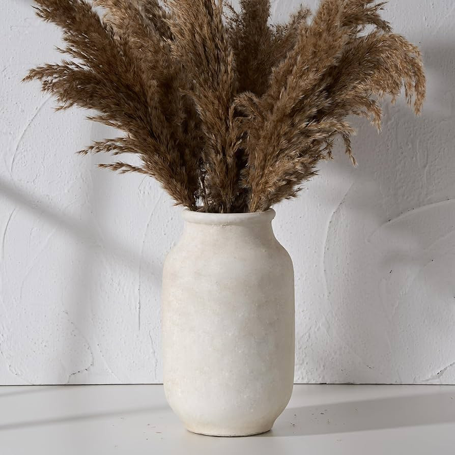 SIDUCAL Rustic Farmhouse Flower Vase | 9.5 Inch Large Ceramic Vase | Pampas Grass | Modern Farmho... | Amazon (US)