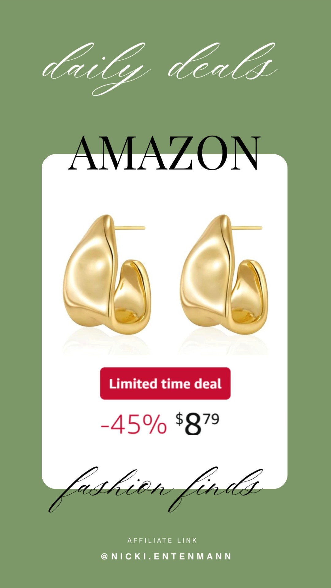 Chunky gold stud earrings for women with 14k gold plating and hypoallergenic design bring bold shine and everyday comfort. Elevate outfits, sparkle effortlessly, and enjoy timeless elegance 🌟👑✨

#chunkygoldearrings #studearrings #14kgoldplated #hypoallergenicearrings #womensjewelry #fashionaccessories #goldstuds #jewelrystyle #homefinds #womenswear 

 #LTKHome #LTKSaleAlert #LTKBeauty