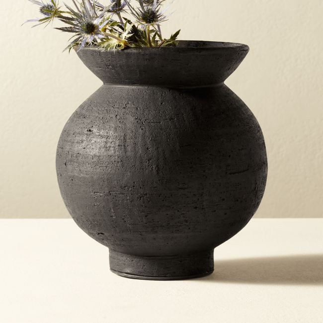 Victoria Black Terracotta Vase | CB2