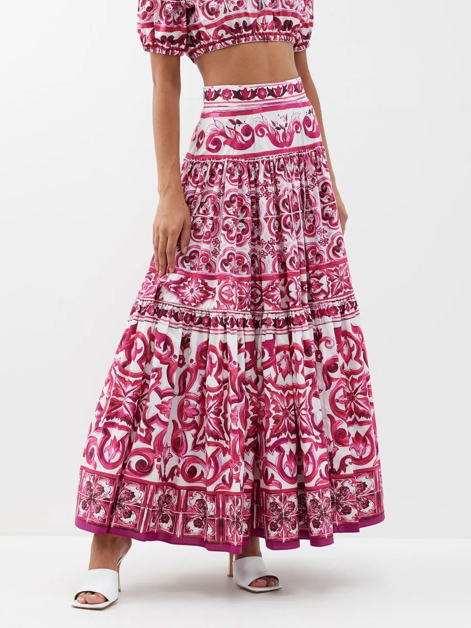 Majolica-print cotton maxi skirt | Matches (US)