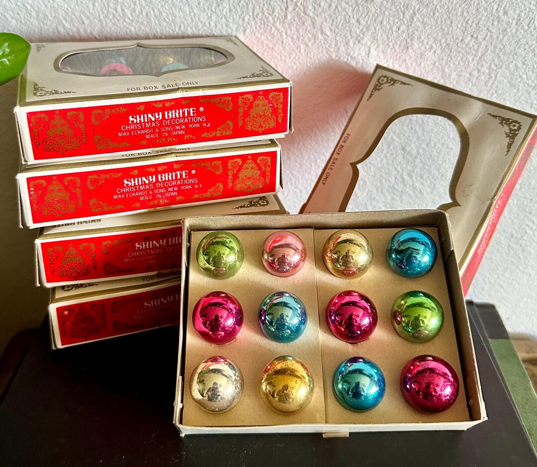 VINTAGE Mini Shiny Brite Feather Tree Christmas Ornaments, Made in Japan, Full Set of 12, Origina... | Etsy (US)